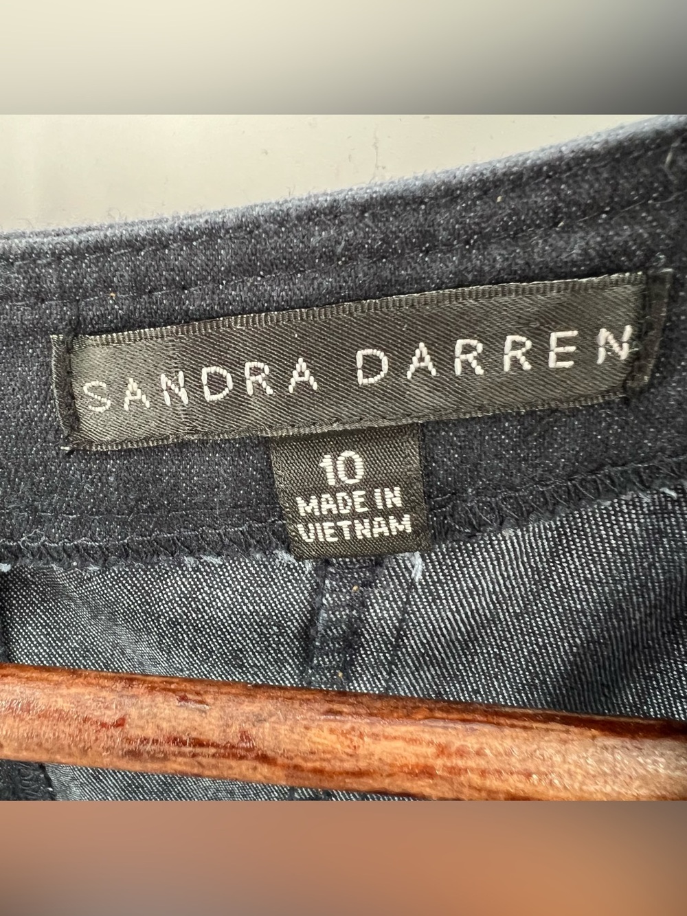 408 Sandra Darren Navy Sleeveless Flared Panel Dress - Picture 3 of 6